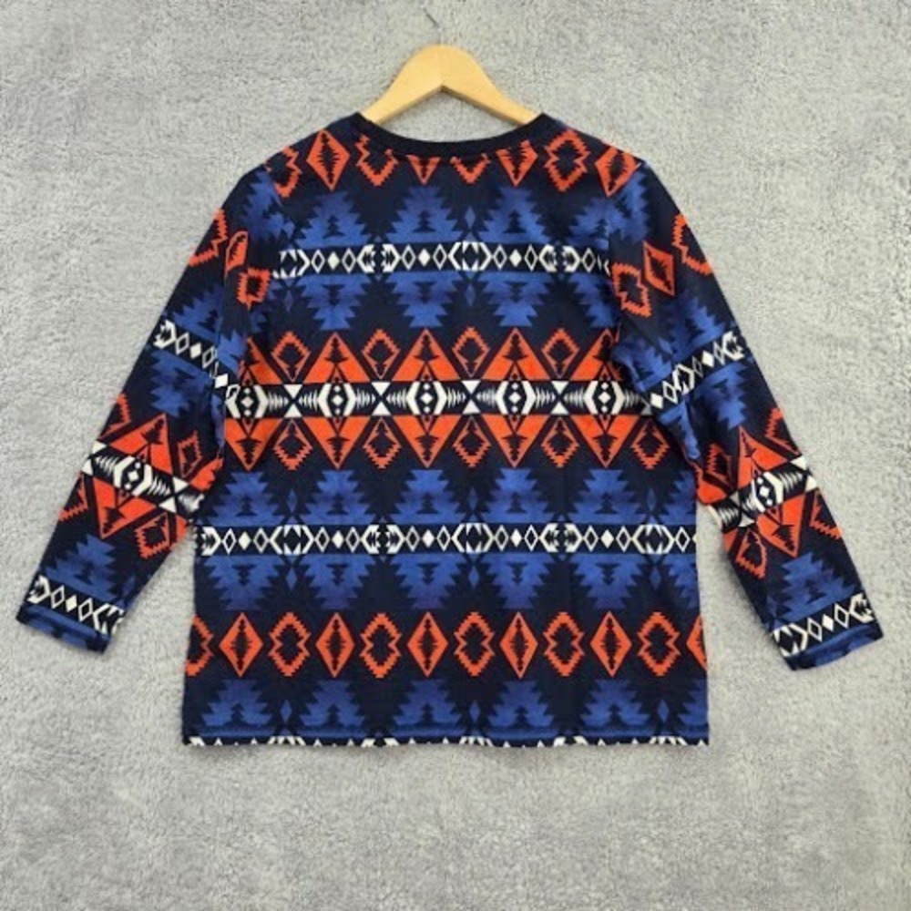 LRL Lauren Ralph Lauren Active Southwestern‎ Print Long Sleeve Top 1X Cotton - Picture 8 of 9
